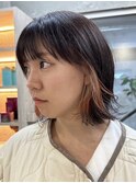 前髪インナーカラーベージュカラーミルクティーベージュブリーチ
