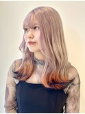 ミルクティーベージュ×エンドカラー×キツネカラー