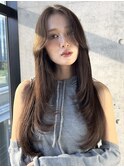 ロングレイヤーカットラベンダーグレーアッシュグレージュ美髪