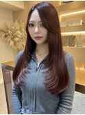 【20代30代】くすみレッド×ロングレイヤー