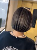 ハイライトカラー似合わせカットショートボブ