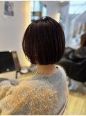 艶髪ブラウン×ミニボブ
