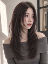 ユーフォリア 青山(Euphoria) ロングウルフレイヤーシースルーバング暗髪アッシュ青山