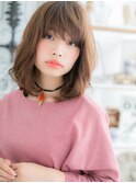 ニュアンスカラー斜めバングくせ毛風ロブヘアc5上尾20代30代40代