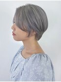 グレーショート_切りっぱなしボブピンクブラウン_ba482191