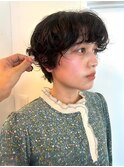 ニュアンスパーマ 大人ショート 前髪パーマ グレージュカラー