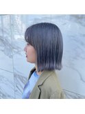 外ハネボブ ハイトーンボブ 外ハネ 切りっぱなし グレージュ