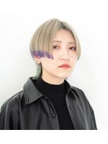 トランク ヘアー デザイン(tranq hair design)&nbsp;大人可愛いマッシュショートブリーチダブルカラー裾カラー