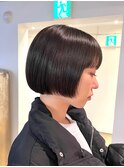 前髪ありミニボブ透明感カラー
