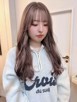 ユニバイリサ 天神大名店(uni by risa) ミルクティーベージュ 顔周りカット ケアブリーチ 透明感カラー