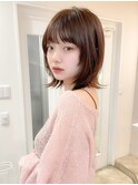 くびれヘアアプリコットオレンジ夏ヘアハイライトカラー