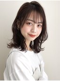 セミディグランマッシュ艶感シースルーバング斜めバング前髪