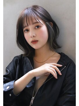 ブラン 広島本通(Blanc) 【Blanc】暗髪プラチナベージュ　外ハネ　インナーカラー　ボブ