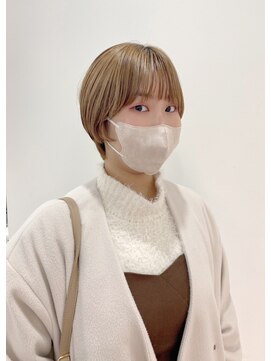 ギグスダブル 栄店(gigs double) マッシュショートボブ/マニッシュ/ハイトーンベージュ