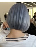 保存必須【海外風ハイトーンボブ】ブルーアッシュカラー