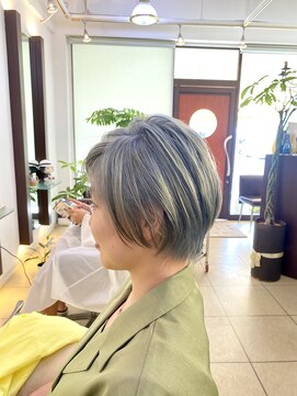 ヘアアーク(HAIR arc) ミントグレージュ#ショート#京成津田沼#奏の杜#ハイトーンカラー