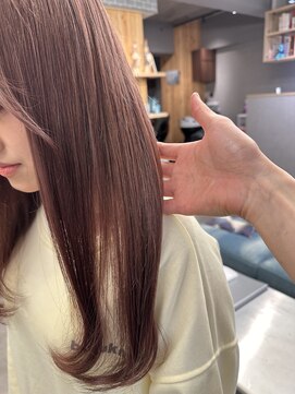 リノショアーズ 元町店(RINOSHORES) くすみピンクベージュ×ロングレイヤー/おくレイヤー