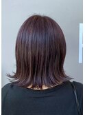 切りっぱなしボブ×ダークパープルカラー
