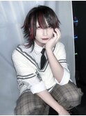 シールエクステメッシュ赤／red／メンズスタイル／地雷系