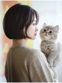 ☆ホワイトグレージュミニウルフデジタルパーマチェリーブラウン