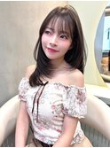 レイヤーカット　ミディアム　韓国ヘア　顔まわりカット