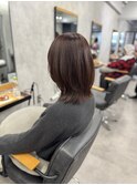 外ハネくびれレイヤーボブ ピンクブラウン