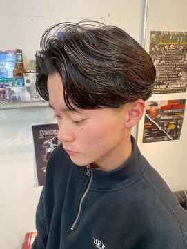 ライズ ヘア ブランド スウェル(RISE HAIR BRAND SWELL) メンズカットセンターパートニュアンスパーママッシュ