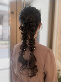 ツインポニー編みおろしヘアアレンジ