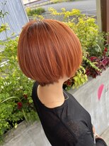 ラ ヴィ ボーテ lavie BEAUTE 枝川店 鮮やかオレンジショートボブ