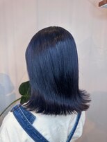 ピークスヘア(peaks hair)&nbsp;ネイビーブルー ブリーチ1回 ネイビーカラー ダブルカラー