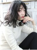 黒髪鎖骨ミディアム