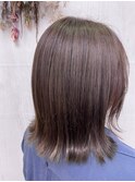 ぱつっとボブ透明感ピンクベージュくすみカラーフェイスレイヤー