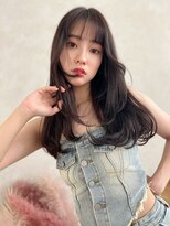 アンジェリカラボ 梅田店(ANGELICA LABO)&nbsp;くびれレイヤー×モテ髪×透け感暗髪×バングカット【川又】