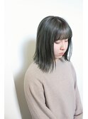 :切りっぱなしロブ :オリーブカラー :カーキベージュ