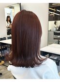 暖色カラー　ピンクブラウン　ピンクベージュ　ブリーチなし