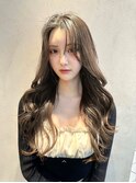 前髪あり韓国カール髪質改善姫カットセミディシアーカラー
