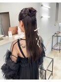 ストレートの編み込みアレンジ