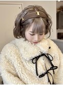 波巻きボブ×ミルクティーベージュ