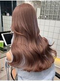 ピンクベージュカラーダブルカラーケアブリーチ佐賀カラー