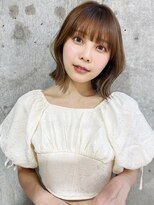 ハローバイシー 仙台(Hello by Sea)&nbsp;切りっぱなしボブ×ブリーチなしピンクブラウン[仙台]