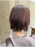 髪質改善、ピンクブラウンカラー、レイヤースタイル