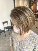 20代30代40代/大人可愛い/ハイライト/流れバングショート