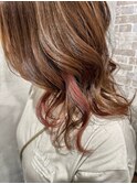 さり気可愛いピンクインナーヘア