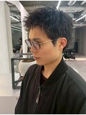 スパイキーショート/黒髪/パンクショート/アップバング/ブラック
