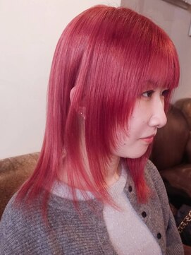 ブロック ジャポン(bloc japon) クリアピンクカラー ミディアムレイヤー 顔周りカット/久保田淳