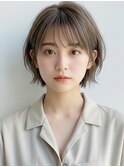 くびれボブアッシュグレージュハイトーン夏カラー