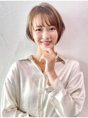 耳掛け丸みショート_マロンベージュかきあげロング_8224