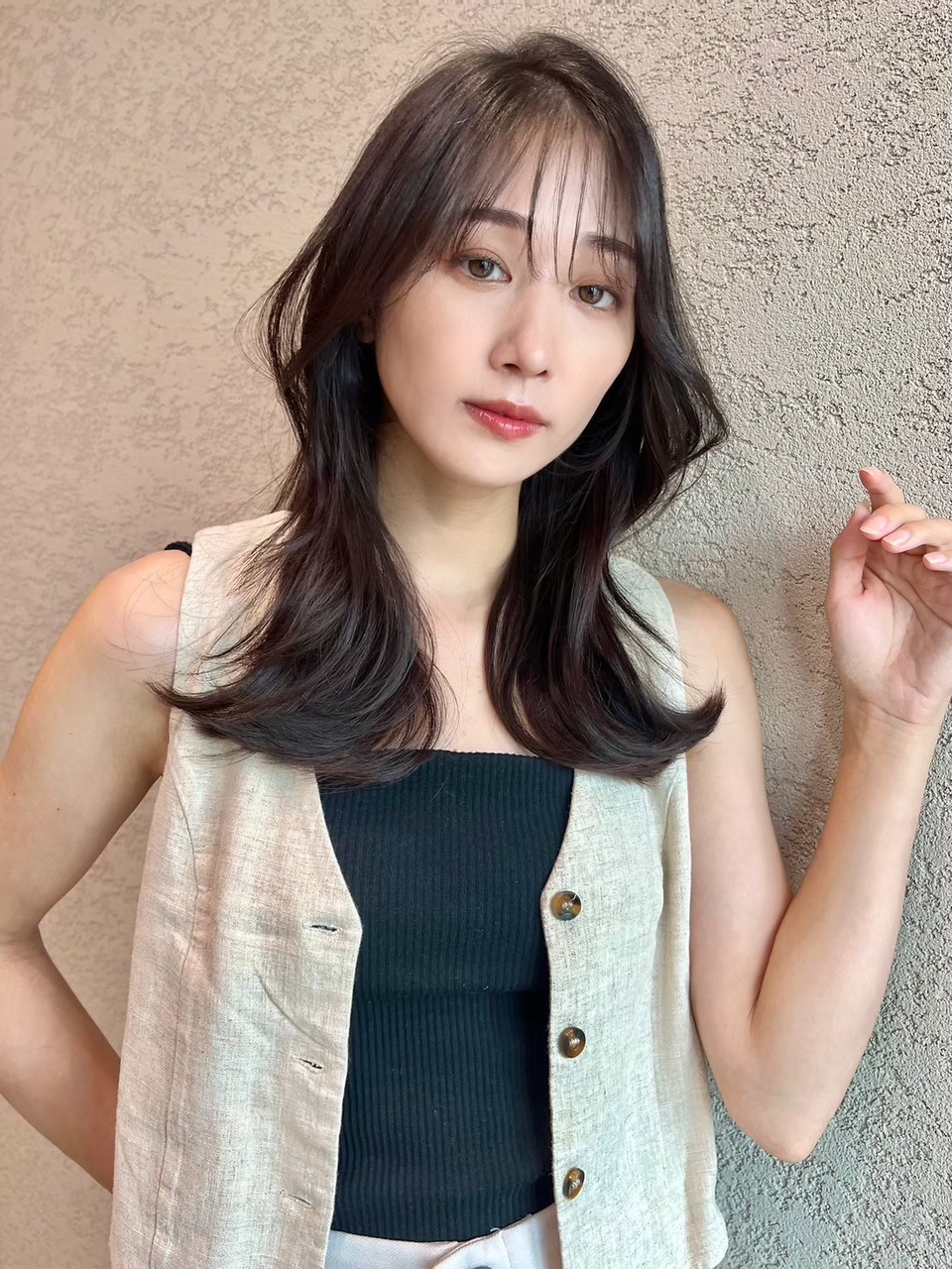 ロンド アンブル 四条烏丸(Lond ambre) 中川智帆  レイヤーロング/顔周り/韓国/グレーベージュM