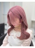 14448ホワイトピンクラベンダーミルクティー髪質改善韓国風巻き