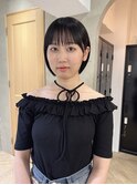 黒髪/ボブルフ/ネビージュ/小顔/ワンレン/栄/髪質改善/前髪